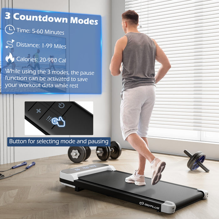 Goplus 2.5hp Under Desk Treadmill For Home And Office Remote Control Led Display White