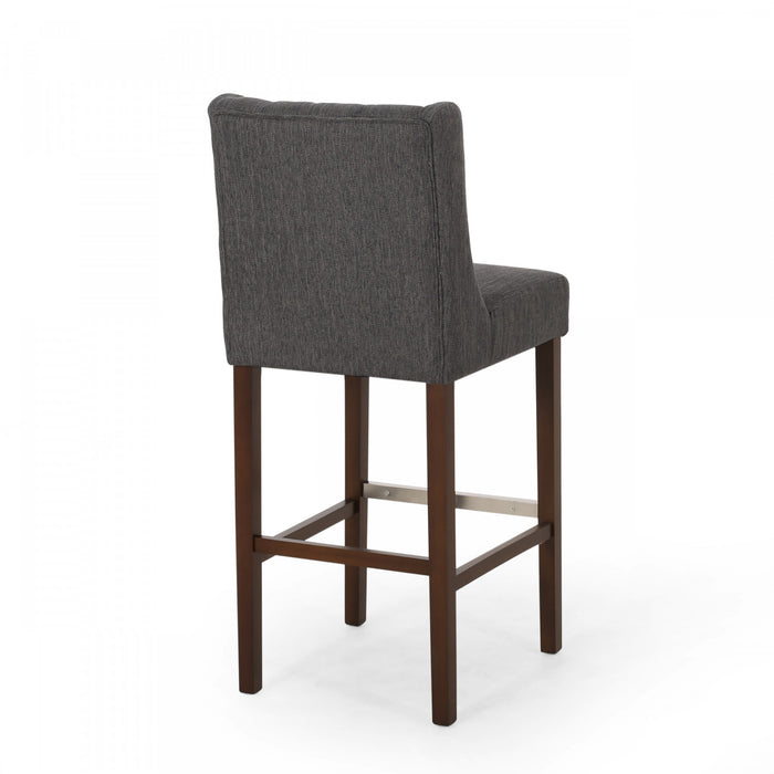 Bruce 30.5\" Counter Height Bar Stools Set Of 2 With Metal Legs And Fabric Upholstery, Charcoal Grey