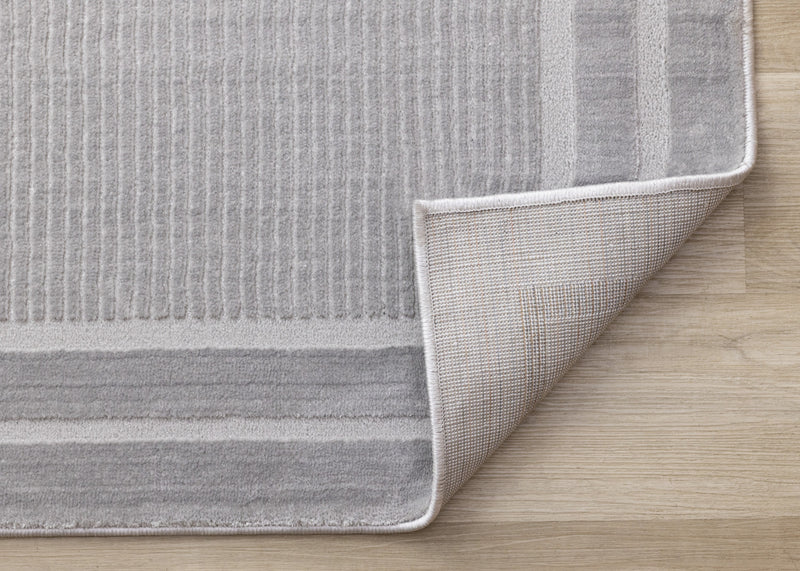Ellie High-Low Textured Soft Polyester Grey Border Area Rug - 5'3\" x 7'7\"