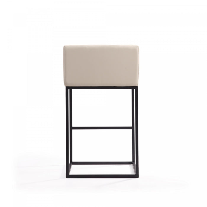 Embassy Mid-Century Modern Metal Upholstered Barstool in Cream - Set of 3