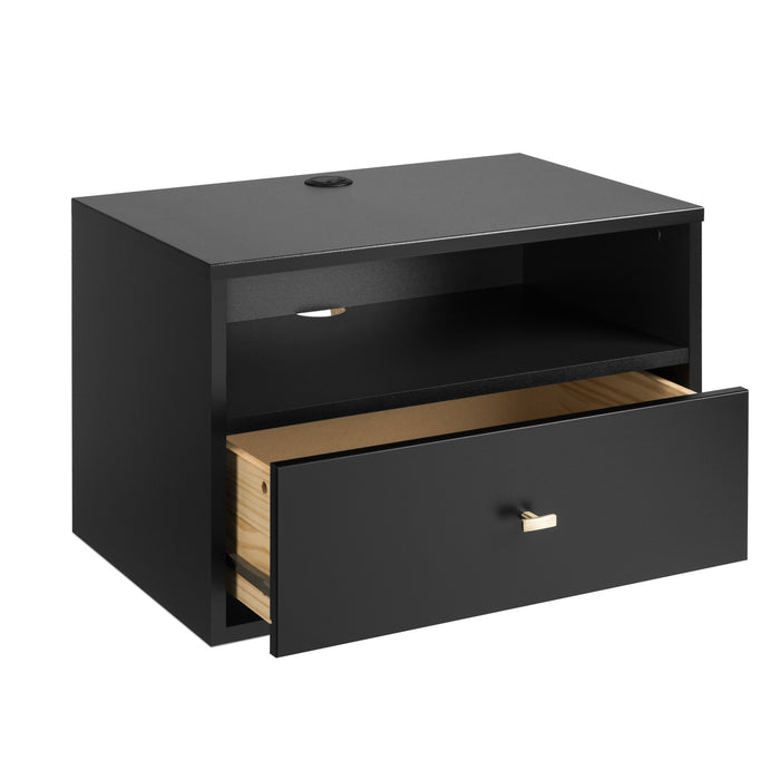 Floating Shelf with Drawer - Black