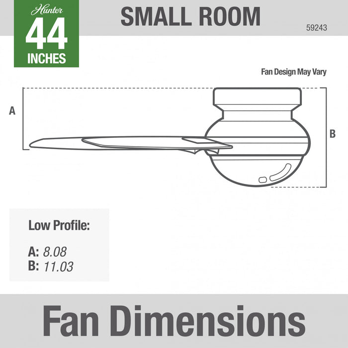 Dempsey Low Profile Ceiling Fan with Light Fixture - Black