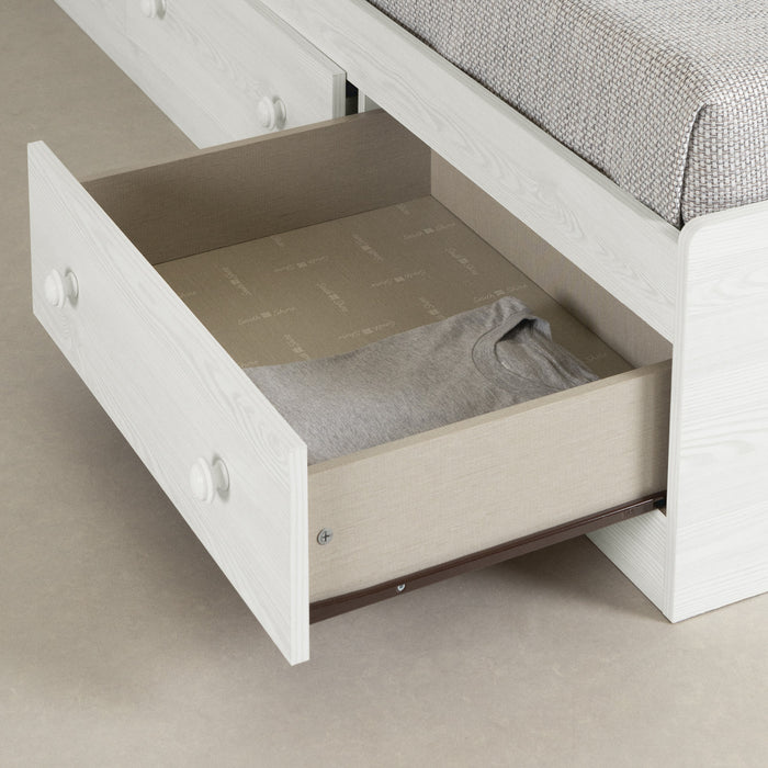 Summer Breeze Twin Mates Bed with 3 Drawers - White Pine
