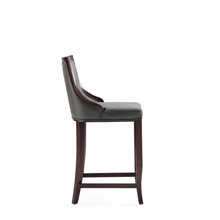 Emperor Traditional Wood Upholstered Barstool in Graphite - Set of 2