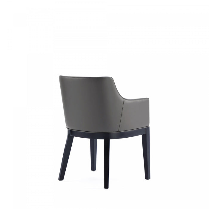 Gansevoort Modern Wood Vegan Leather Armchair in Graphite - Set of 2