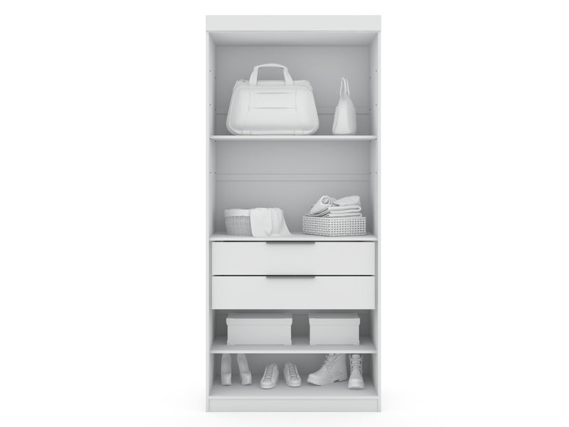 Mulberry Contemporary Modern 13-Piece Wardrobe Closet in White