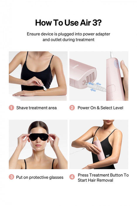 Ulike Air 3 IPL Hair Removal Device with Sapphire Ice-Cooling - Painless At-Home Laser - Pink\n