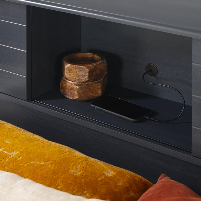 Ulysses Storage Bed And Bookcase Headboard Set Blueberry - South Shore