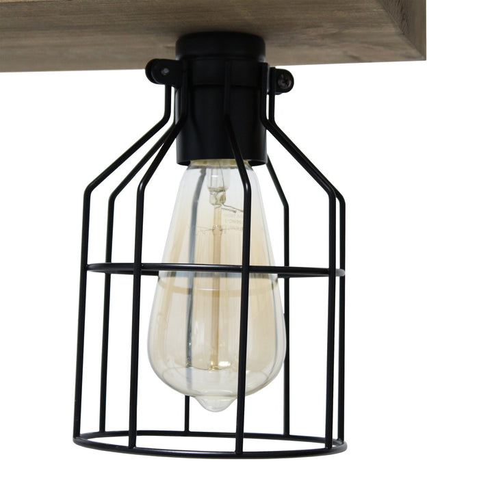 Abell 4 Light Rustic Wood Pendant, Onyx, 32\"L Lamp