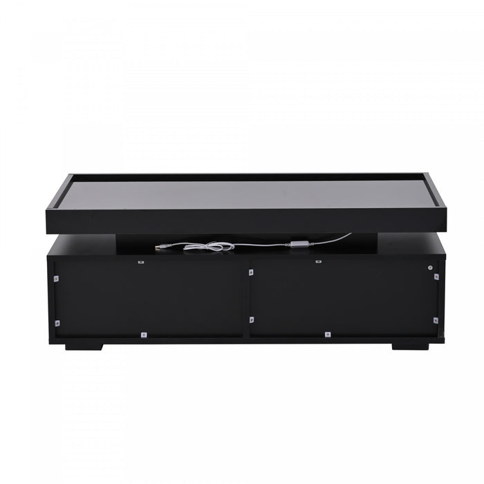 Aiden LED Coffee Table with Storage Drawers and App-Controlled Lighting,Black
