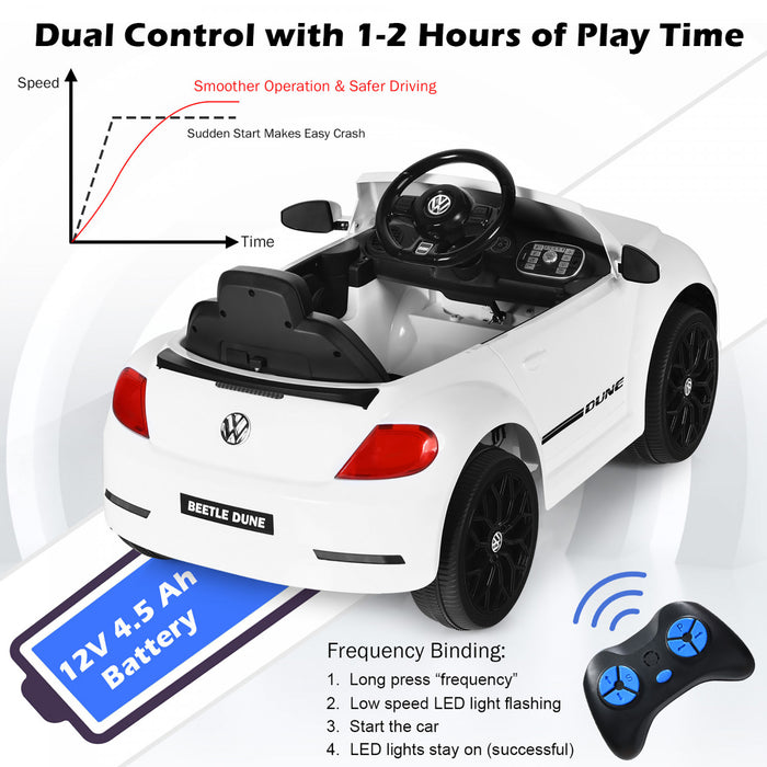 Costway 12v Kids Ride On Car Licensed Volkswagen Beetle W/ Remote Control & Music White
