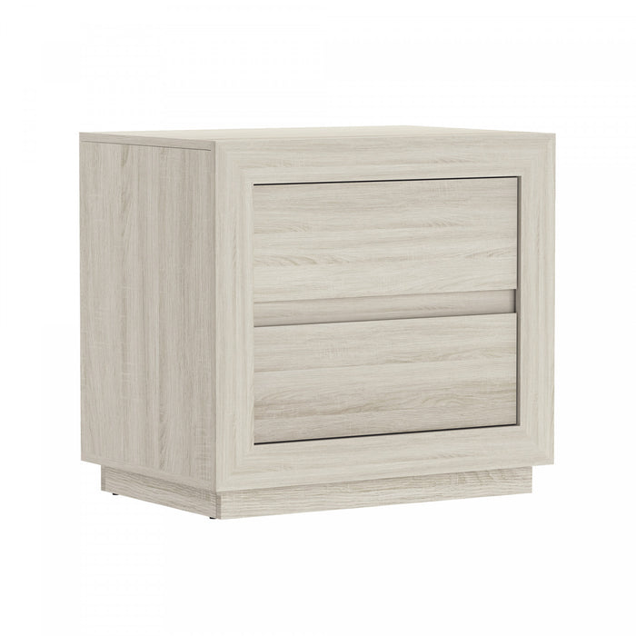 Soren Contemporary 26\" Nightstand in Whitewashed Oak (2-Drawer)