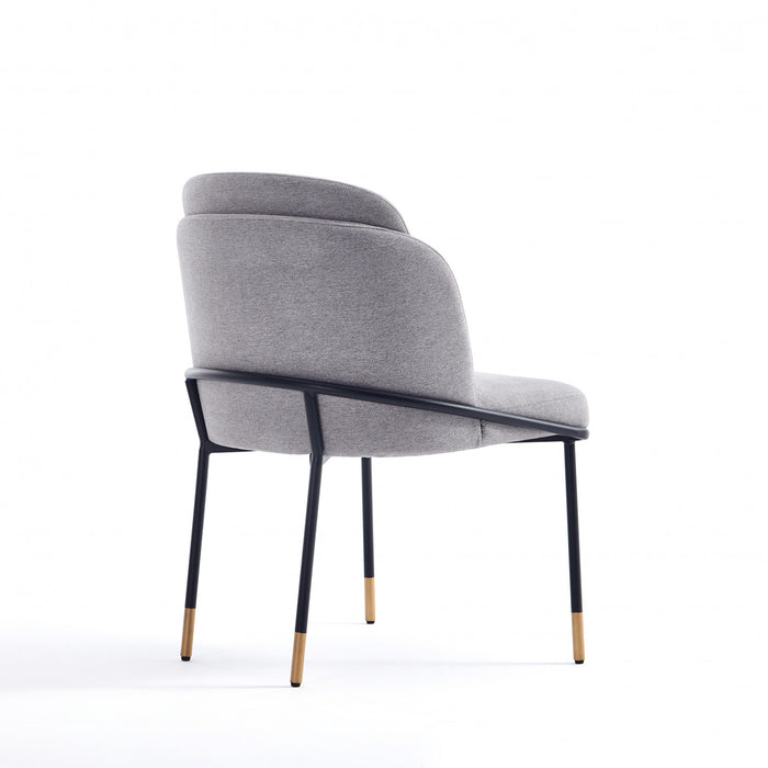Flor Modern Metal Twill Weave Dining Chair in Gray - Set of 2