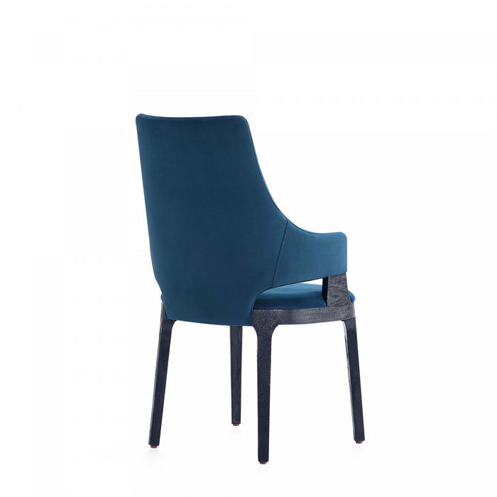 Kara Modern Wood Upholstered Dining Chair in Blue