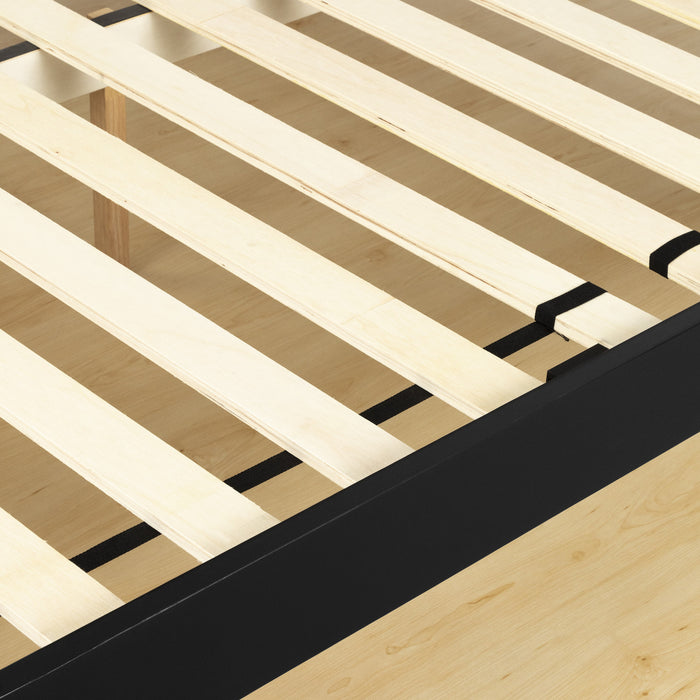 Vito Solid Wood Platform Bed - Pure Black 