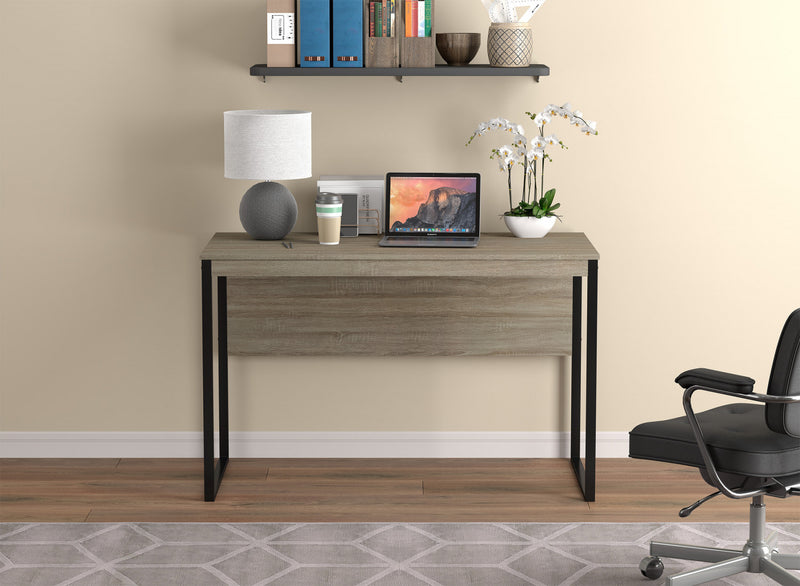 Computer Desk Study Desk For Home Office, Gaming Room 47.25l Dark Taupe Black Metal Base