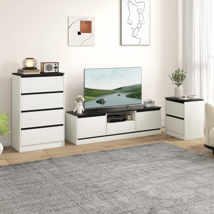 HOMCOM Nightstands Set of 2, Modern Bedside Tables with 2 Drawers, White