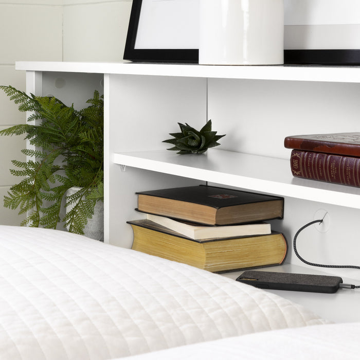 Vito Bookcase Headboard With Storage - Pure White 