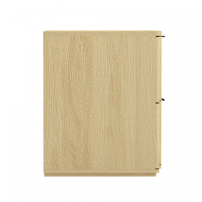 Clive Mid-Century Modern 22\" Nightstand in Natural and Black (2-Drawer)