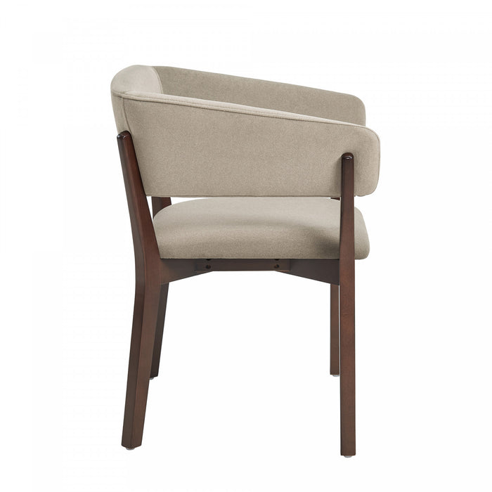 Blake Modern Faux Mohair Wood Armchair in Natural - Set of 4 Dining Chair