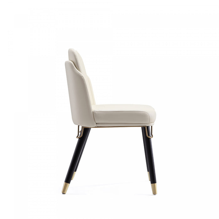 Estelle Modern Vegan Leather Wood Dining Chair in Cream - Set of 2