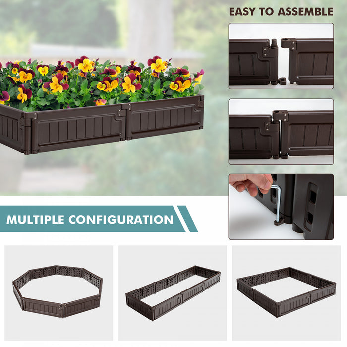 Costway Raised Garden Bed Kit Outdoor Planter Box Planting Flower Container Brown
