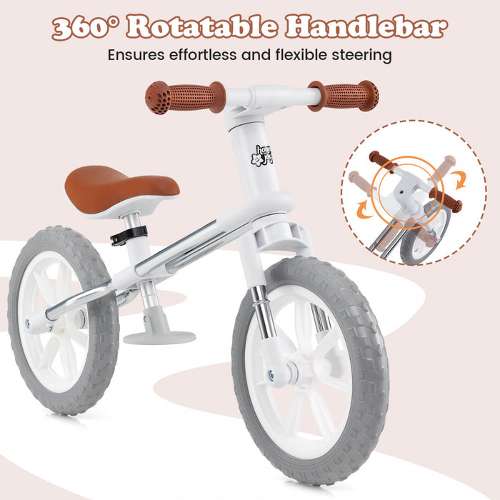 Honeyjoy 12\" Balance Bike 2 Wheels Children's Bicycle With Adjustable Seat White
