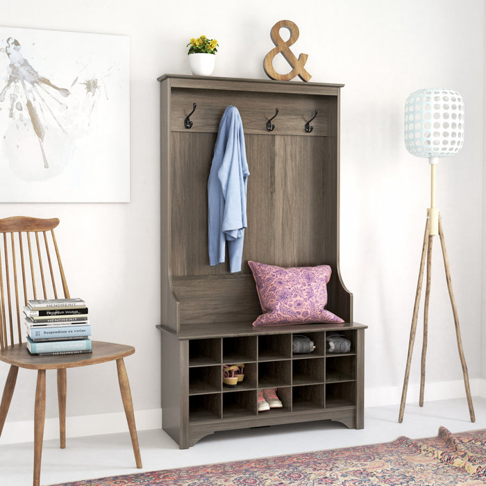 Hall Tree with Shoe Storage - Drifted Grey