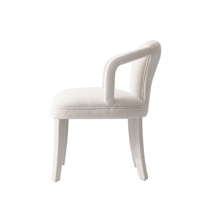 Palmer Mid-Century Modern Upholstered Tweed Armchair in Ivory Dining Chair