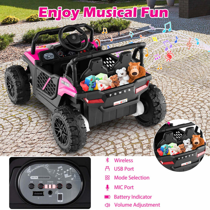 Costway 12v Kids Ride On Truck With Parental Remote 3 Speeds & Reverse Forward Function Pink