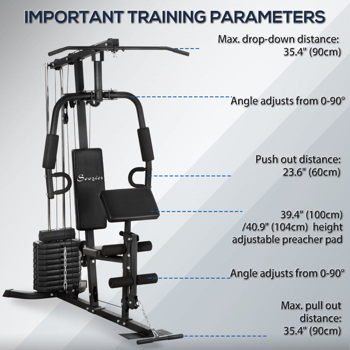 Soozier Multifunction Home Gym Machine With 99lbs Weight Stack, Full Body Workout