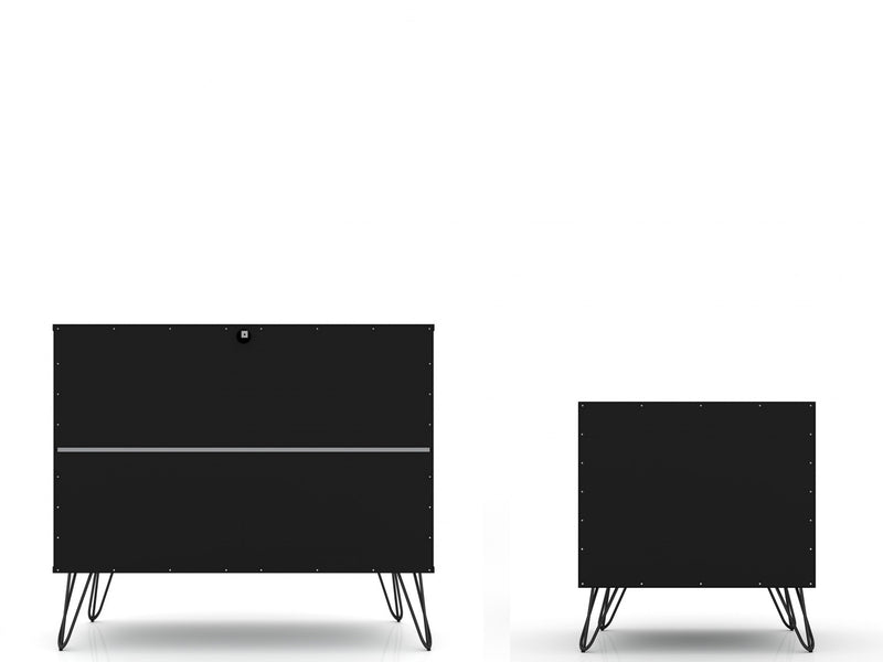 Rockefeller Mid-Century Modern 2-Piece Dresser Set in Black