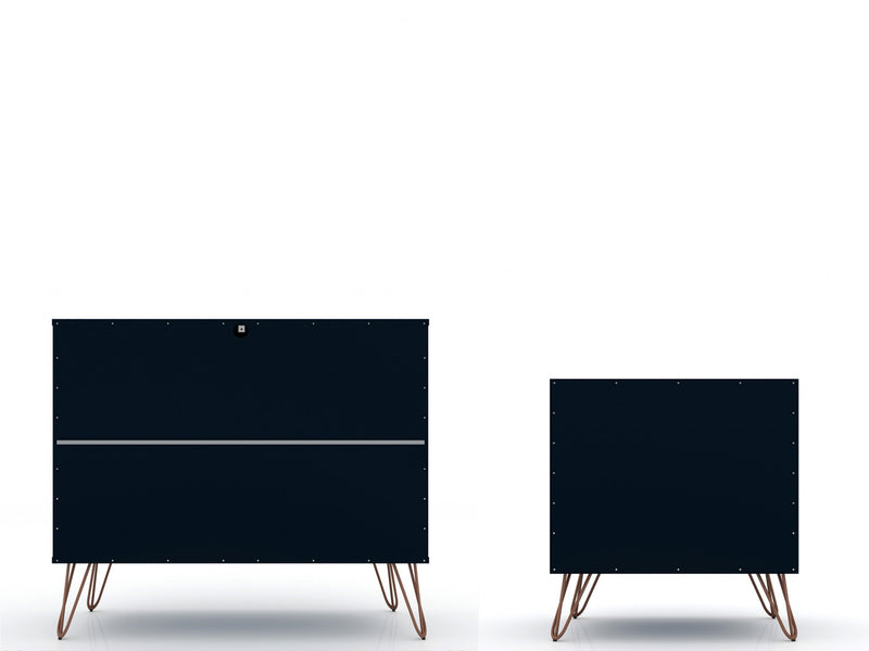 Rockefeller Mid-Century Modern 2-Piece Dresser Set in Midnight Blue