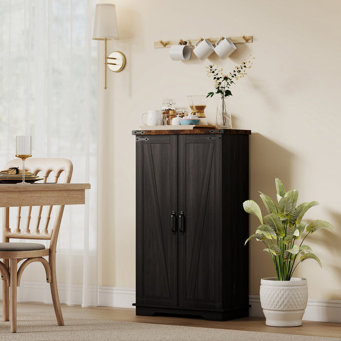 HOMCOM Kitchen Pantry Cabinet Storage Cabinet with Adjustable Shelves Black