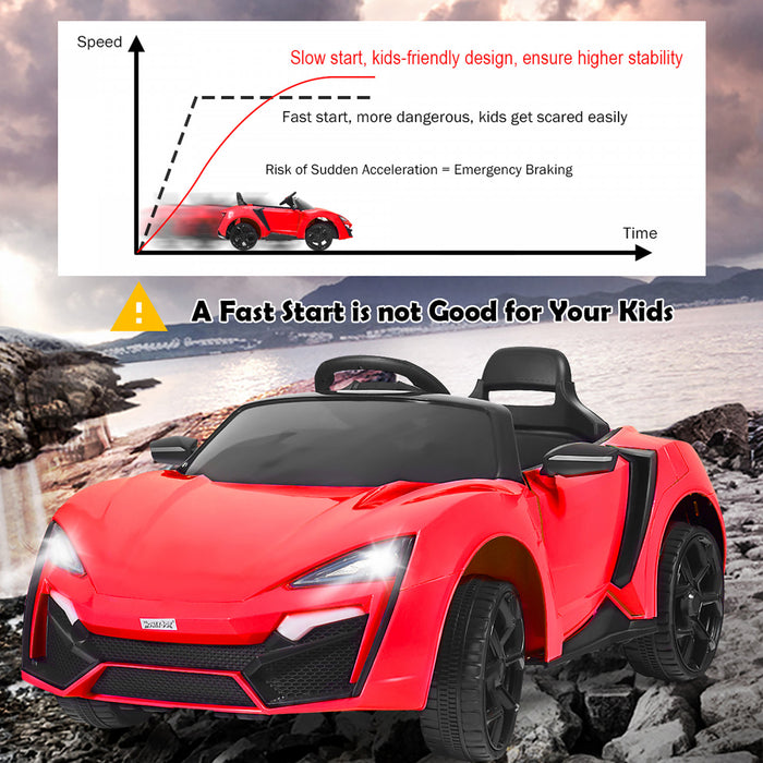 Costway 12v Kids Ride On Car 2.4g Rc Electric Vehicle W/ Lights Mp3 Openable Doors Red