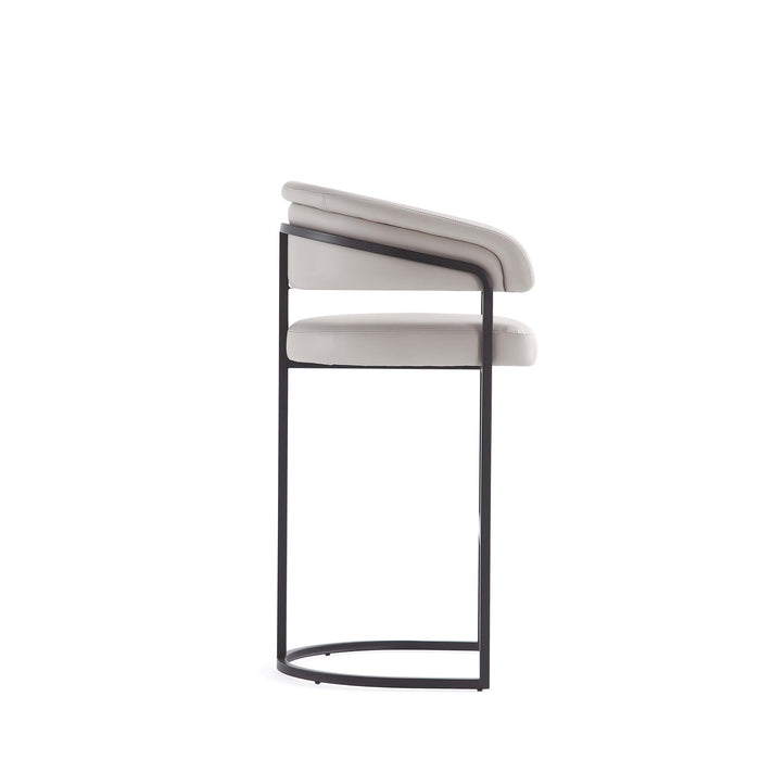 Augusta Modern Metal Upholstered Barstool in Light Gray - Set of 2