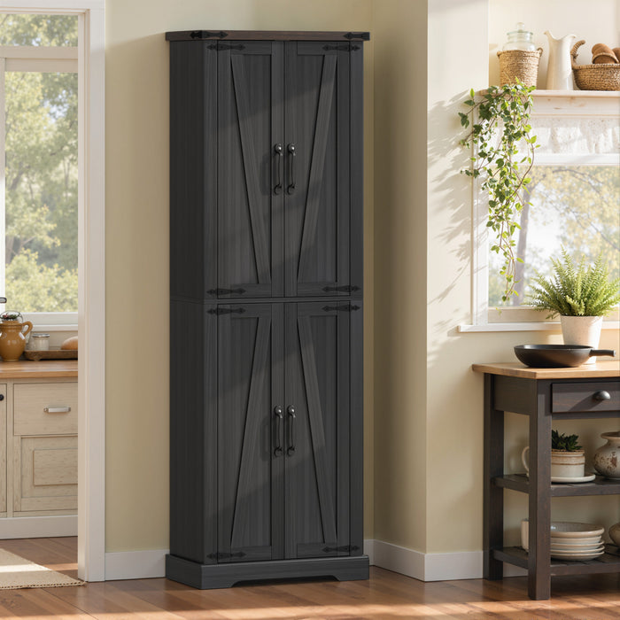 HOMCOM 72\" Pantry Cabinet, Kitchen Storage Cabinet for Dining Room, Black