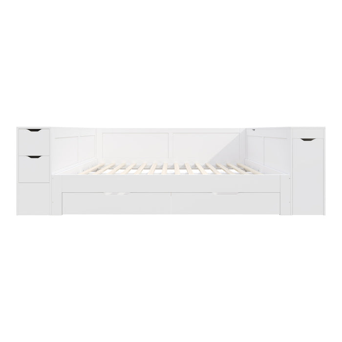Mason Daybed with Headboard Storage and Multifunctional Storage Bed Frame,Full Size,White