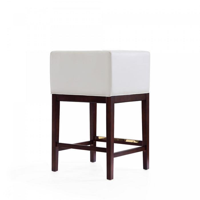 Kingsley Mid-Century Modern Wood Upholstered Counter Stool in Ivory - Set of 3