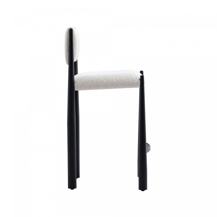 Lennor Mid-Century Modern Boucle Metal Counter Stool in Cream