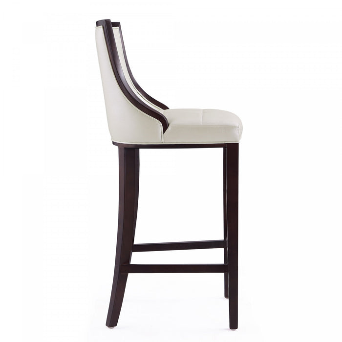Fifth Avenue Traditional Wood Upholstered Barstool in Pearl White - Set of 3