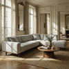 Sloane 2-Piece Linen-Look Fabric Sectional with Tufted Back and Tapered Wood Legs - Light Grey | Sloane Sectionnel 2 pieces en tissu aspect lin avec dossier touffete et pieds en bois fuseles - Gris pale