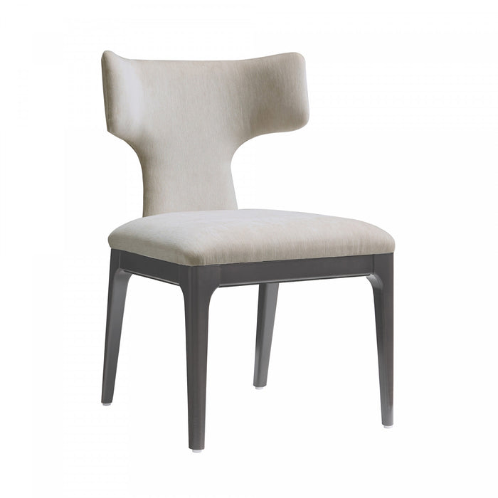 Eloria Mid-Century Modern Chenille Wood Side Chair in Taupe - Set of 2