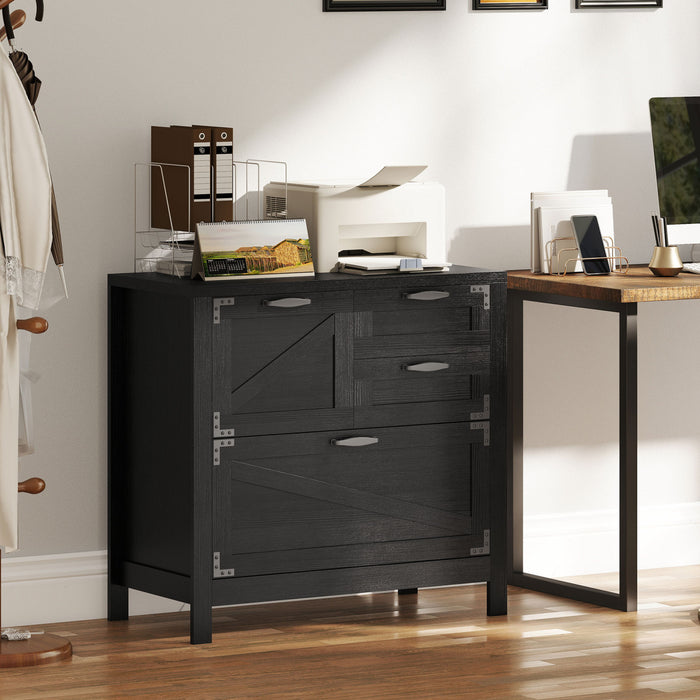 HOMCOM 4 Drawer File Cabinet Filing Cabinet for Letter/A4/Legal Files Black