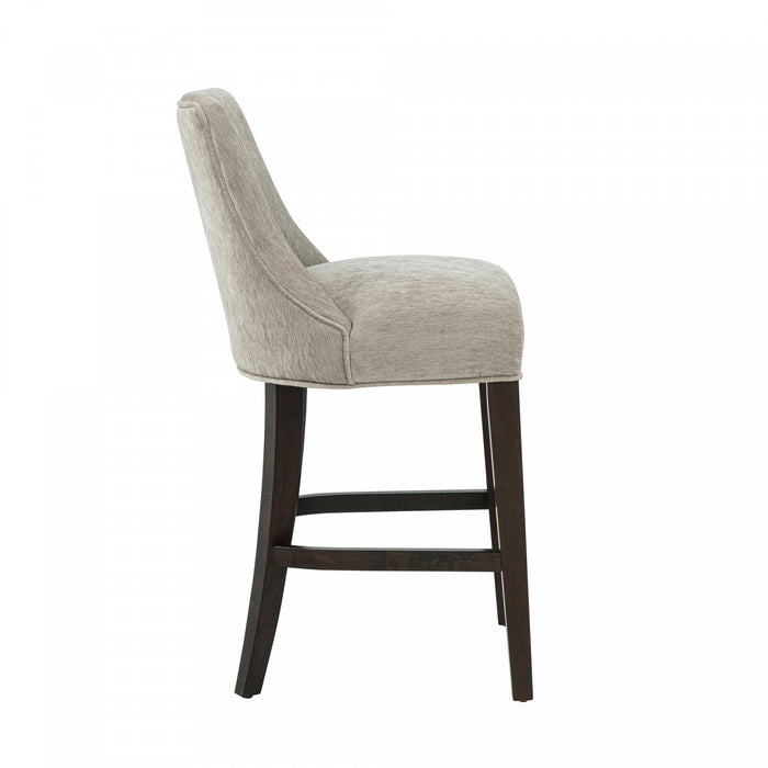 Beever Modern Chenille Wood Counter Stool in Taupe - Set of 2 Bar Stool
