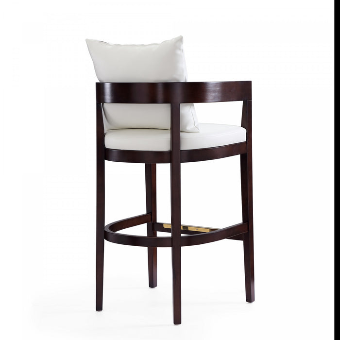 Ritz Mid-Century Modern Wood Upholstered Barstool in Ivory - Set of 2