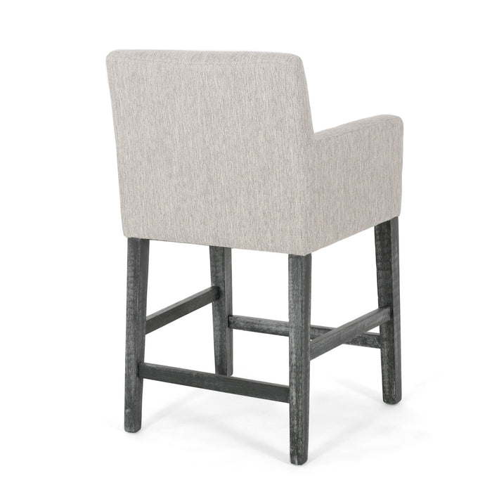 Griffith 26\" Seat Height Counter Stools Set Of 2 With Upholstered Fabric And Solid Wood Legs, Light Grey
