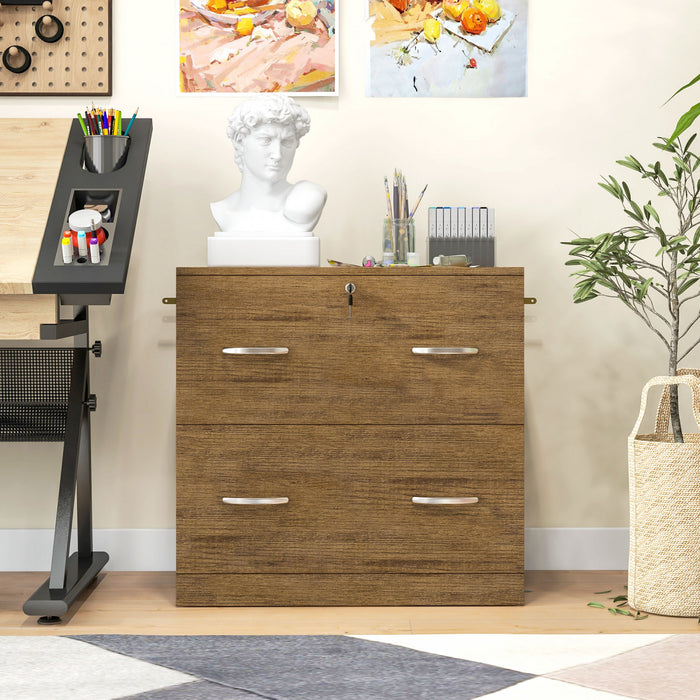 Vinsetto Filing Cabinet with 2 Drawers File Cabinet with Lock Light Brown