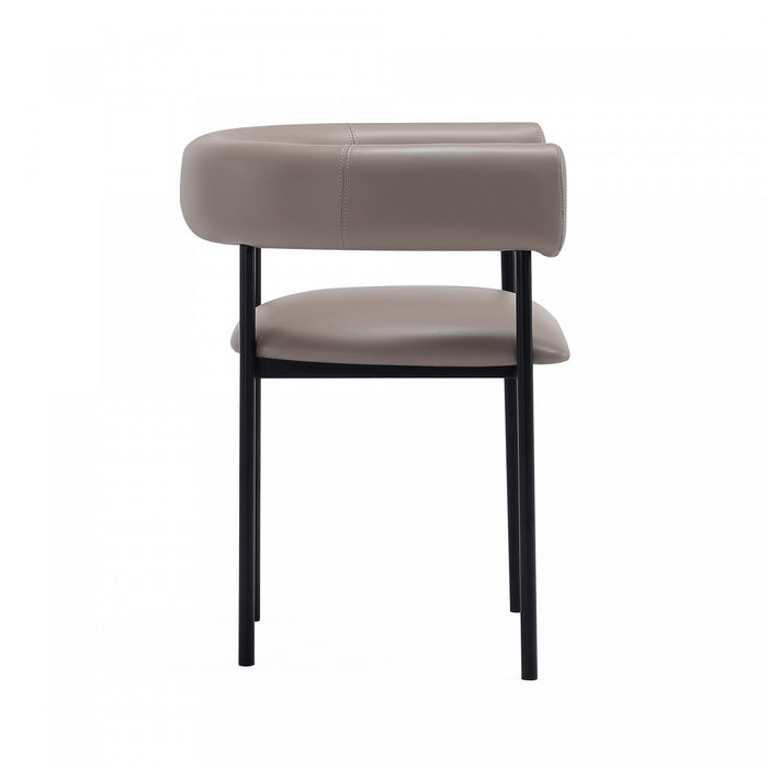 Onda Contemporary Vegan Leather Metal Dining Chair in Taupe