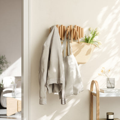 Umbra Picket Rail Wall Hooks - Natural|Crochets muraux Picket Rail de Umbra - naturels